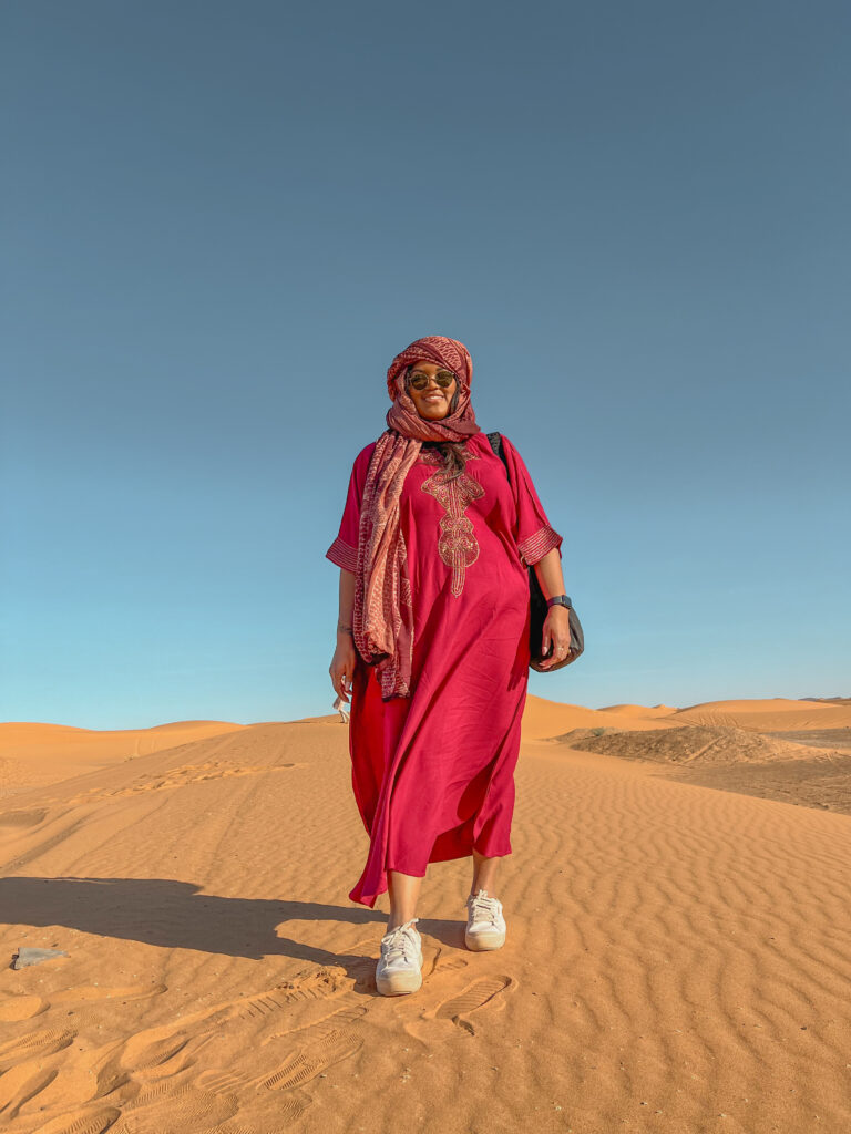 in the erg chebbi dunes - Marrakech to Fes Desert Tour